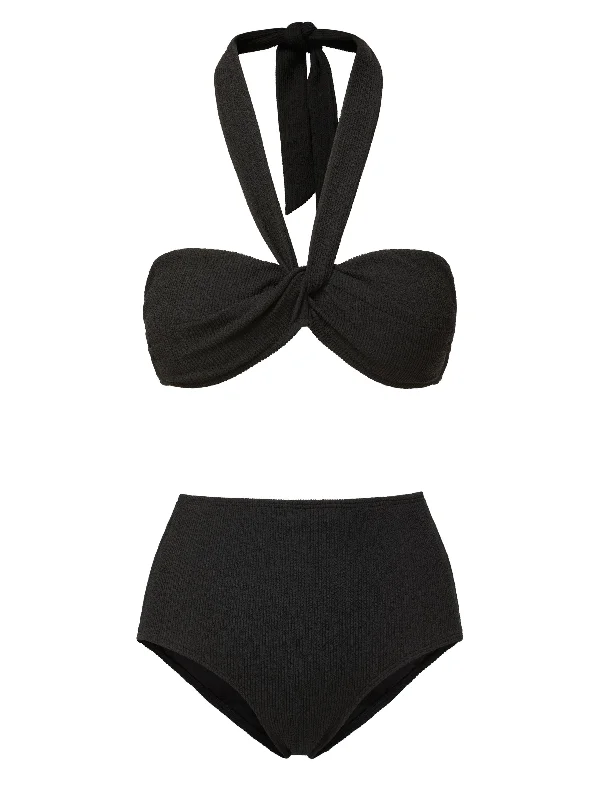 Elegant and comfortable women’s fashion wear Loryn Top + Classic High Waist Bottom in Black Texture Elegant and comfortable women’s fashion wear Loryn Top + Classic High Waist Bottom in Black Texture