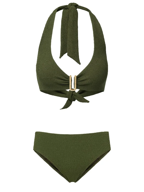 Refresh your wardrobe with stylish women’s outfits   Melissa Top + Classic Midrise Bottom in Olive Texture