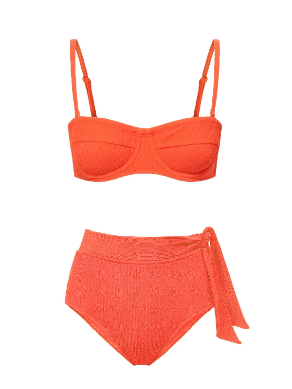Express your style with fashionable women’s clothing Nellie Top + Side Tie High Waist Bottom in Flame Express your style with fashionable women’s clothing Nellie Top + Side Tie High Waist Bottom in Flame