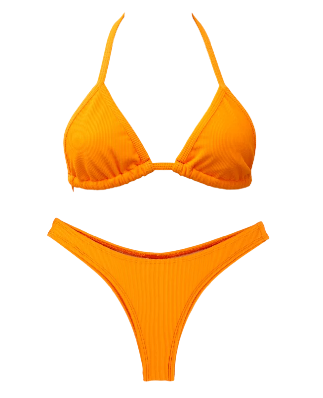 Sleek and sophisticated fashion for modern women   Ribbed Orange Minimalist Bundle