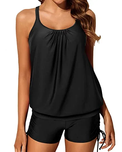 Fashionable clothing that fits every occasion   Blouson Criss Cross Swimsuits Boyleg Bottom For Slimming Tummy Control-Black