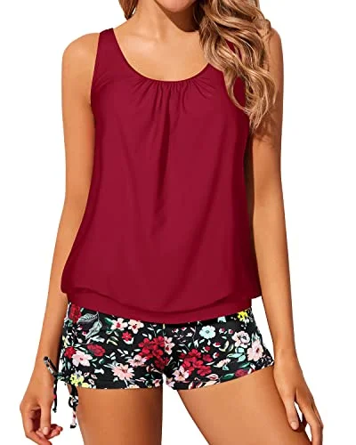 Look and feel your best in our women’s wear   Two Piece Tankini Swimsuits For Women Tops Boyshorts-Red Floral